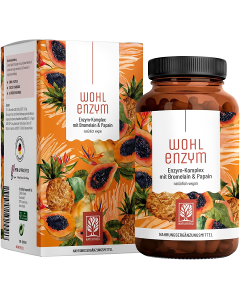 Naturtreu Wohlenzym Enzym-Komplex mit Bromelain und Papain, 120 Kapseln