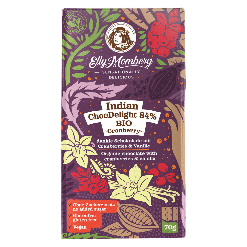 Bio Indian ChocDelight 84 Vanille & Cranberries von Elly Momberg bei
