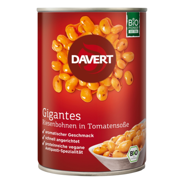 Davert Bio Gigantes Riesenbohnen in Tomatensoße, 400g