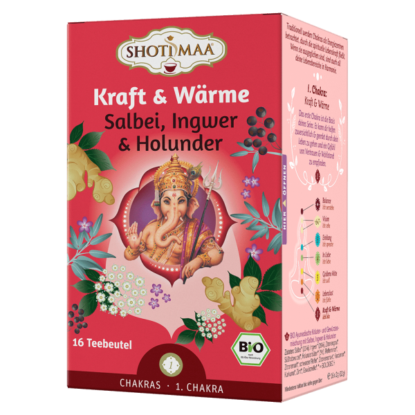 Shotimaa Bio Kraft &amp; Wärme Salbei, Ingwer &amp; Holunder Tee