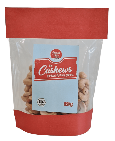 Ehrlich Bio! Bio Cashews geröstet &amp; Curry gewürzt MHD 20.01.2024