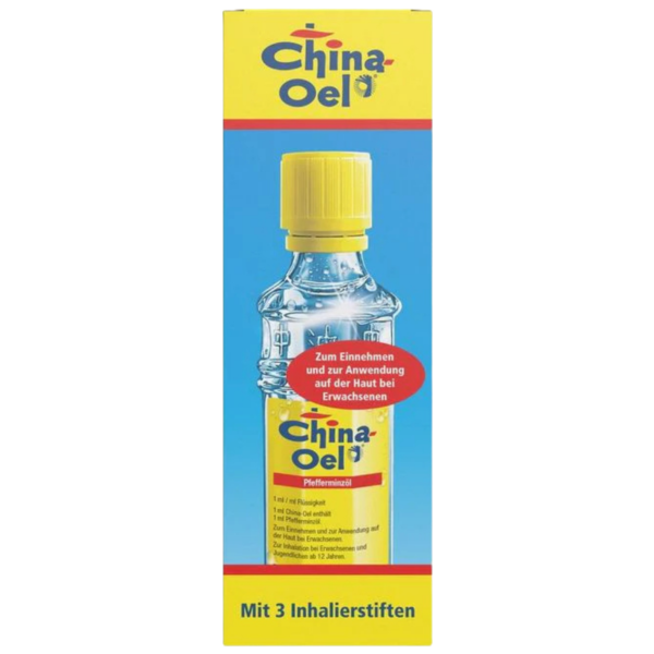 Hübner China-Oel Pfefferminzöl mit 3 Inhalatoren, 100 ml