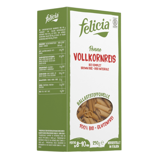 Felicia Bio Penne Reis Vollkorn Nudeln 250g