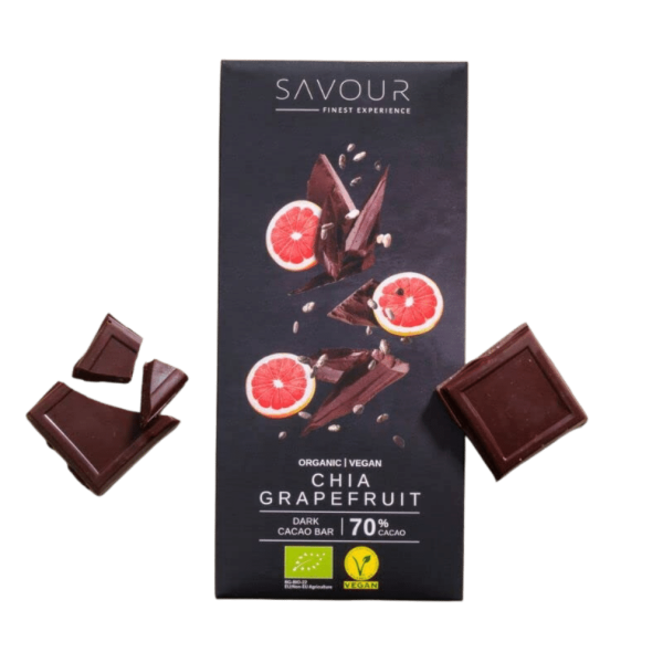 SAVOUR Bio Dunkle Schokolade, Chia &amp; Grapefruit