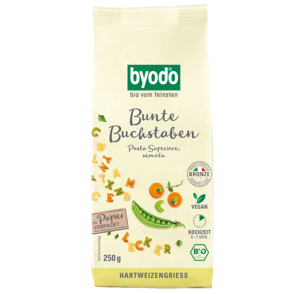 byodo Bio Buchstabennudeln bunt semola 250g