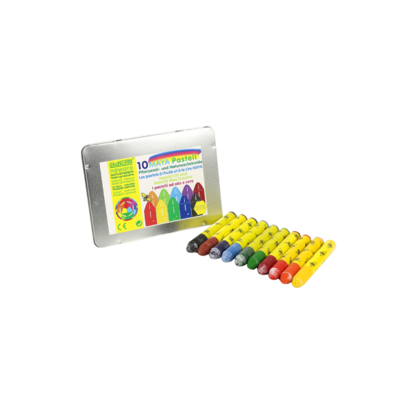 ökoNORM Pastell-Ölkreiden &quot;Maya&quot;, nawaro Ø12mm x 85mm, Blechetui - 10 Farben