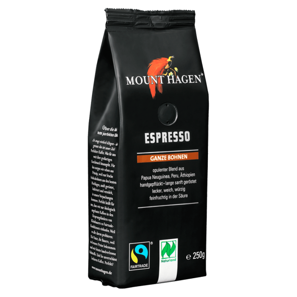 Mount Hagen Bio Espresso, ganze Bohne, 250g