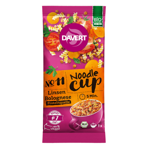 Davert Noodle-Cup Linsen Bolognese