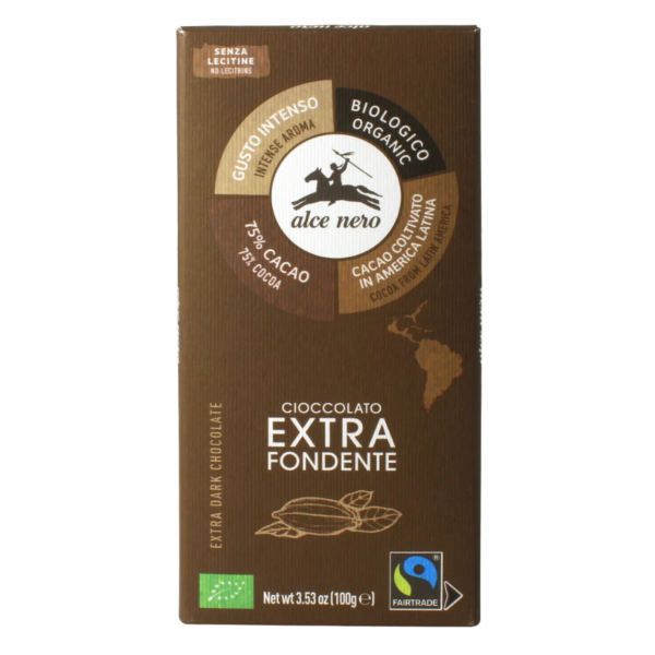 Alce Nero Bio Zartbitterschokolade 75% Kakao, 100g