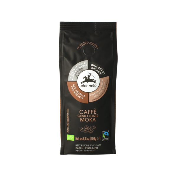 Alce Nero Bio Kaffee starker Geschmack für Mokkakannen, 250g