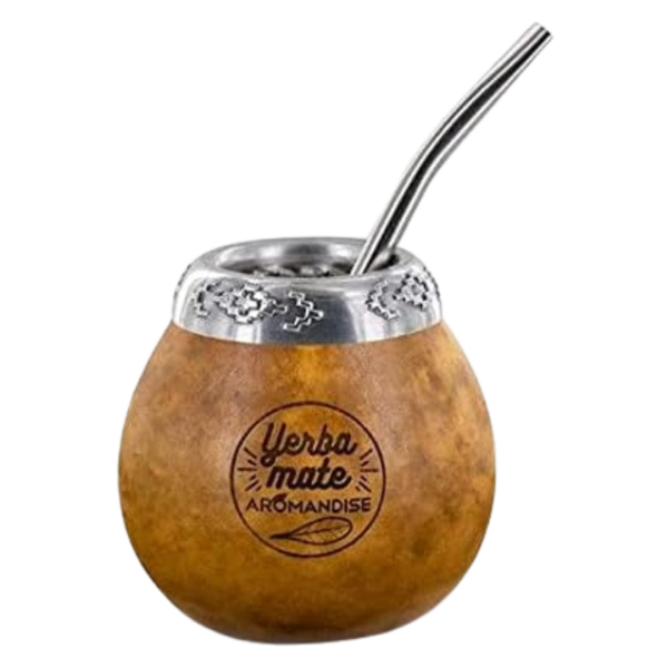 AROMANDISE Trinkröhrchen und Kalebasse für Mate