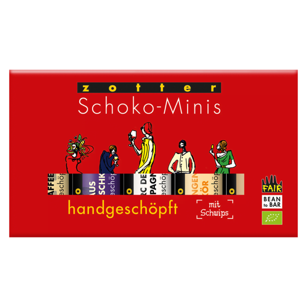 Zotter Bio Handgeschöpfte Schoko-Minis mit Schwips, 5 Sorten MHD 29.05.2024
