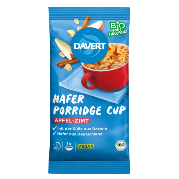 Davert Bio Porridge-Cup Apfel-Zimt 65g