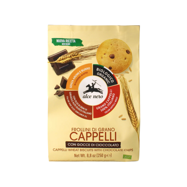 Alce Nero Bio Kekse mit Cappelli-Weizen und Schokotropfen, 250g