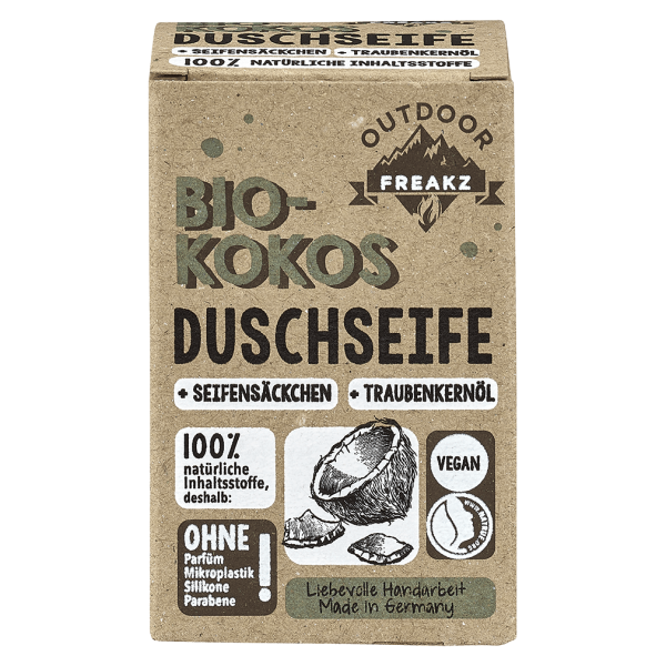 Outdoor Freakz Bio Kokos, Duschseife mit Seifensäckchen