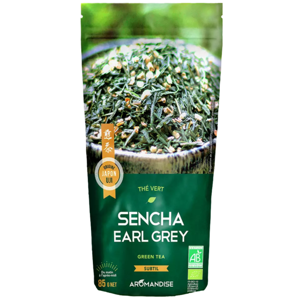 AROMANDISE Bio Grüner Tee Sencha Earl Grey, 85g