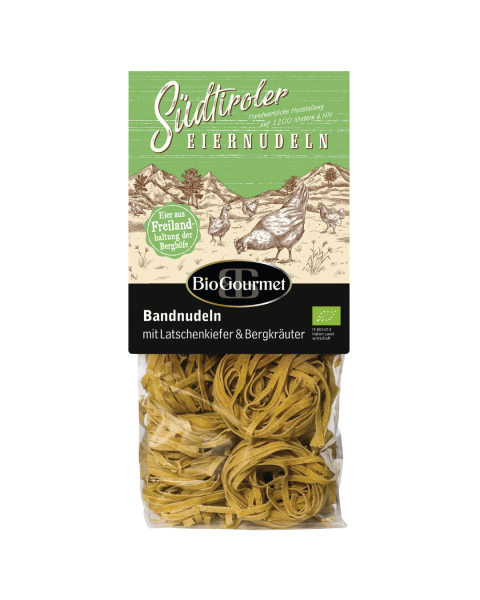BioGourmet Bio Bandnudeln mit Latschenkiefer &amp; Bergkräuter, 250g