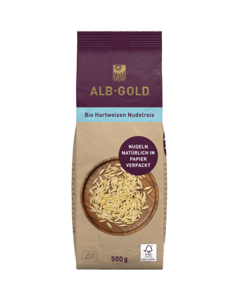 Alb-Gold Bio Hartweizen Pasta Nudelreis, 500 g