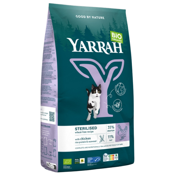 Yarrah Bio Trockenfutter getreidefrei für sterilisierte Katze Huhn &amp; Fisch