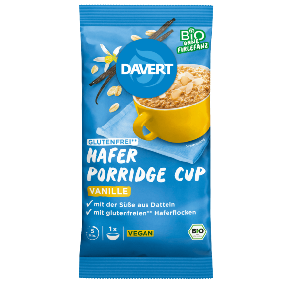 Davert Bio Porridge-Cup Vanille Glutenfrei 65g