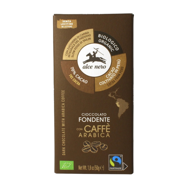Alce Nero Bio Zartbitterschokolade 70% mit Kaffee, 50g