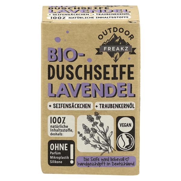 Outdoor Freakz Bio Lavendel, Duschseife mit Seifensäckchen