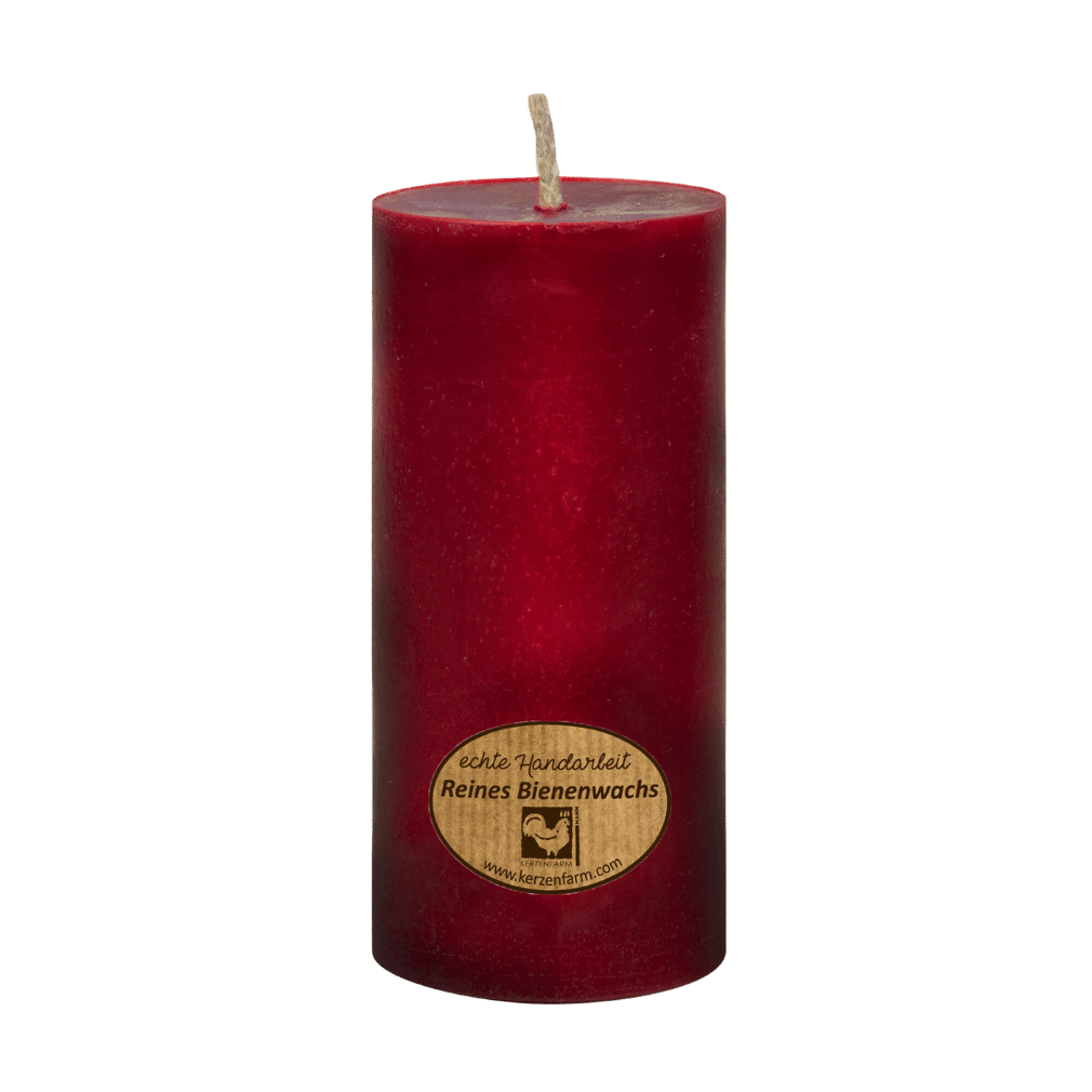 Bienenwachskerze rot, Stumpenkerze, 95x45 von Kerzenfarm bei