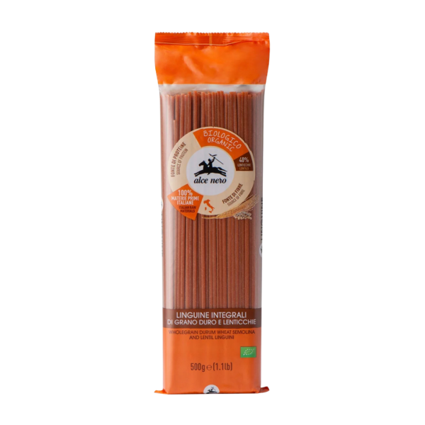 Alce Nero Bio Vollkorn-Linguine aus Hartweizen und Linsen, 500g
