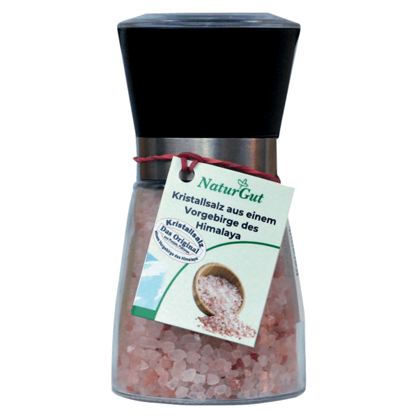NaturGut Kristallsalz Glas Salzmühle