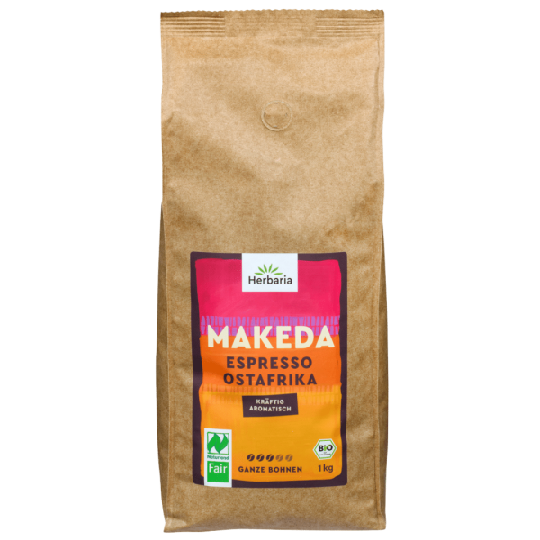 Herbaria Bio Makeda Kaffee aus Ostafrika, ganze Bohnen, 1 kg
