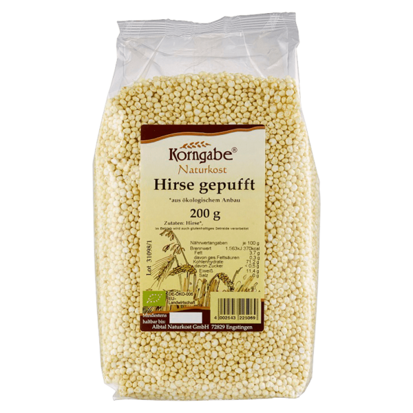 Korngabe Bio Hirse gepufft natur, 200g