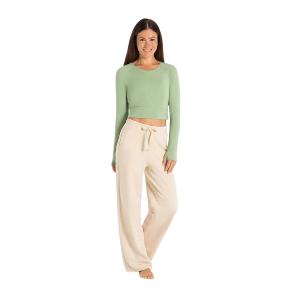 Spirit of Om Crop Shirt langarm Jathara - matcha
