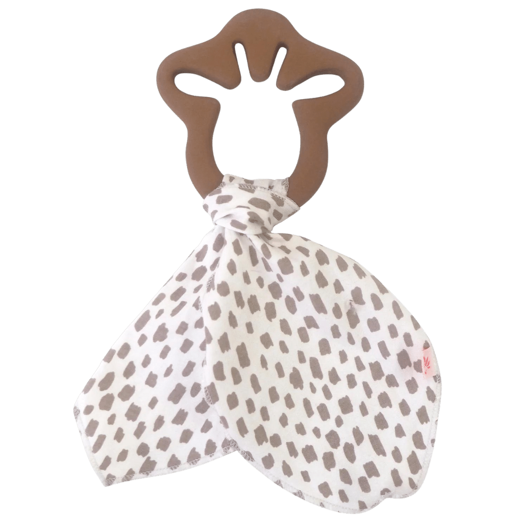 Kautschuk-Beißring Giraffe mit Schmusetuch Spots