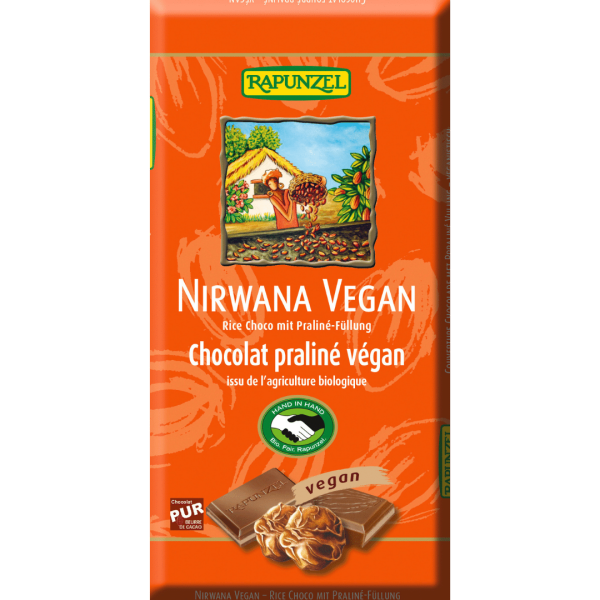 Rapunzel Bio Nirwana Vegan Schokolade mit Praliné-Füllung