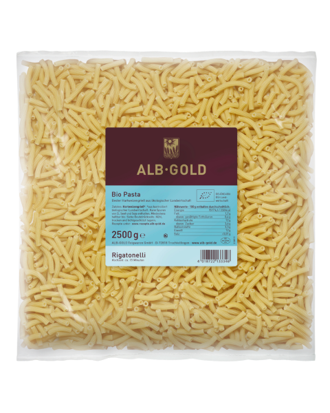 Alb-Gold Bio Hartweizen Pasta Rigatonelli, 2,5 kg