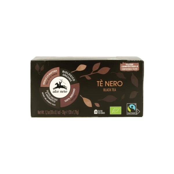 Alce Nero Bio Schwarzer Tee aus biologischem Anbau - 20 Teebeutel, 35g