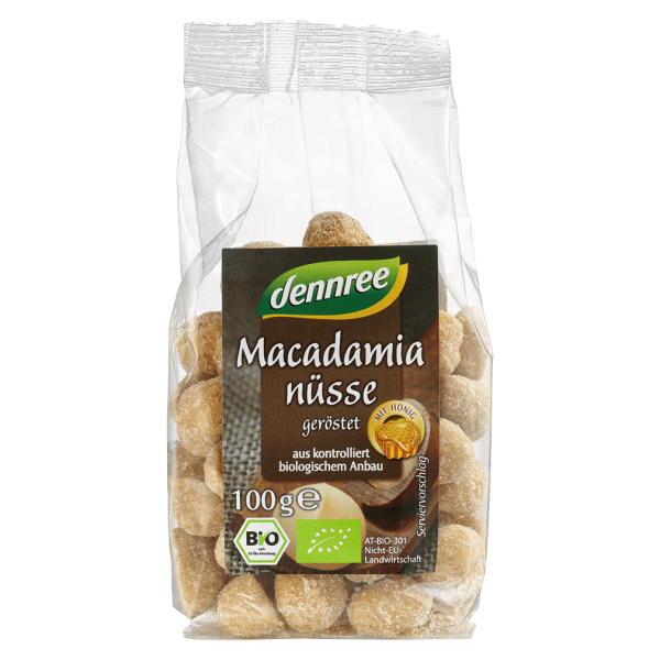 dennree Bio Macadamianüsse, geröstet, mit Honig