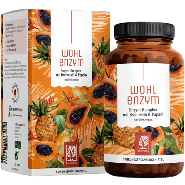 Naturtreu Wohlenzym Enzym-Komplex mit Bromelain und Papain, 120 Kapseln