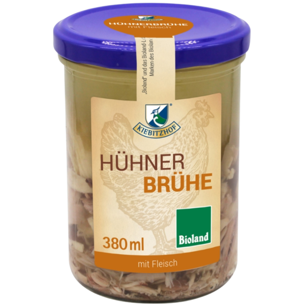 Kiebitzhof Bio Hühnerbrühe mit Fleisch
