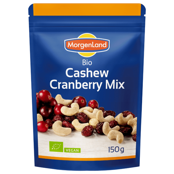 MorgenLand Bio Cashew Cranberry Mix 150 g MHD 22.04.2024
