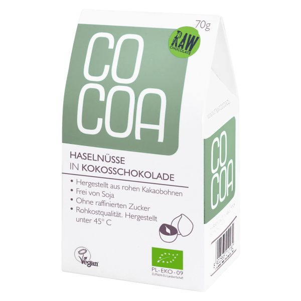 Cocoa Bio Haselnüsse in Kokosschokolade, 70g