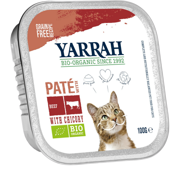 Yarrah Bio Katzenfutter Paté Rind mit Zichorie