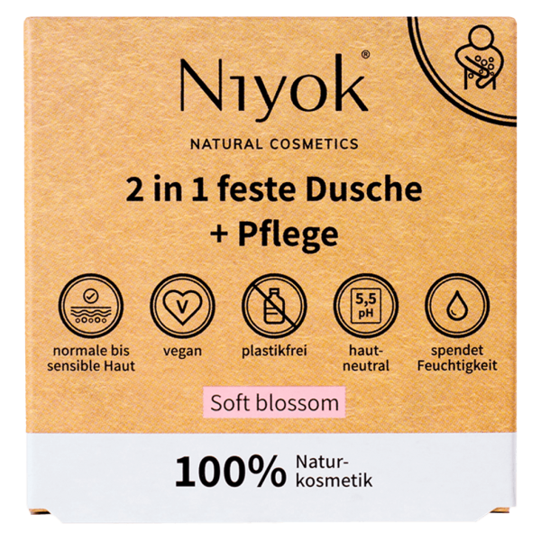 Niyok 2 in1 feste Dusche &amp; Pflege, Soft Blossom