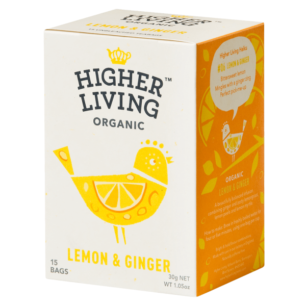 Higher Living Bio Zitronen &amp; Ingwer, 15Btl