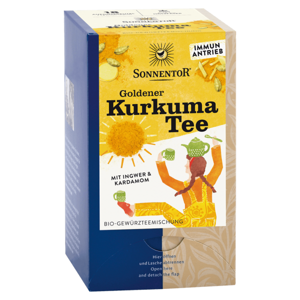Bio Goldener Kurkuma-Tee mit Ingwer und Kardamom, 18 Btl