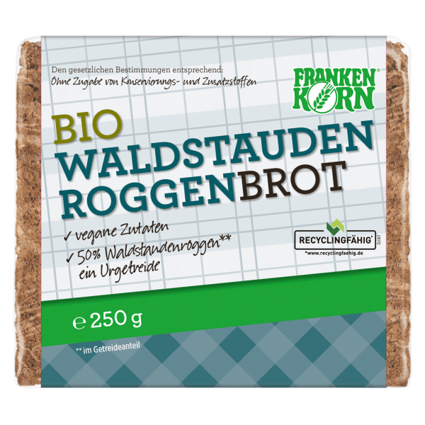 Frankenkorn Bio Roggen-Vollkornbrot mit Waldstaudenroggen MHD 08.12.2023