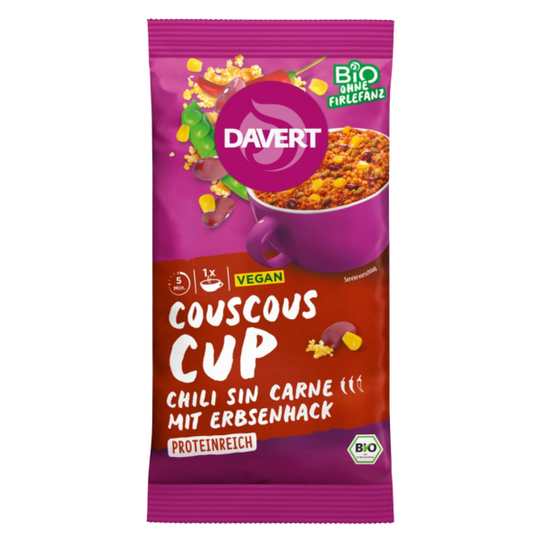Davert Bio Couscous-Cup Chili sin Carne, 58g