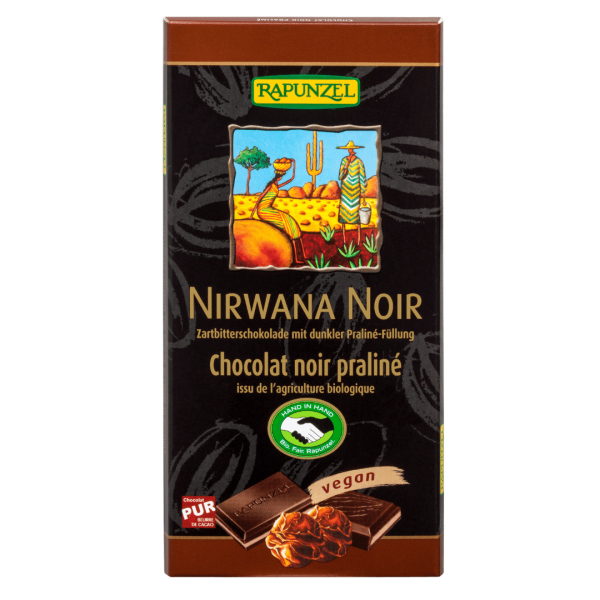Rapunzel Bio Nirwana Noir 55% Kakao mit dunkler Praliné-Füllung