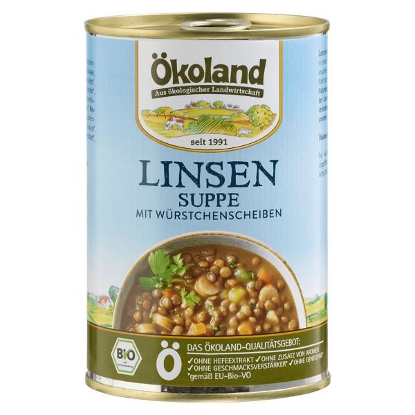 Ökoland Bio Linsensuppe mit Würstchenscheiben