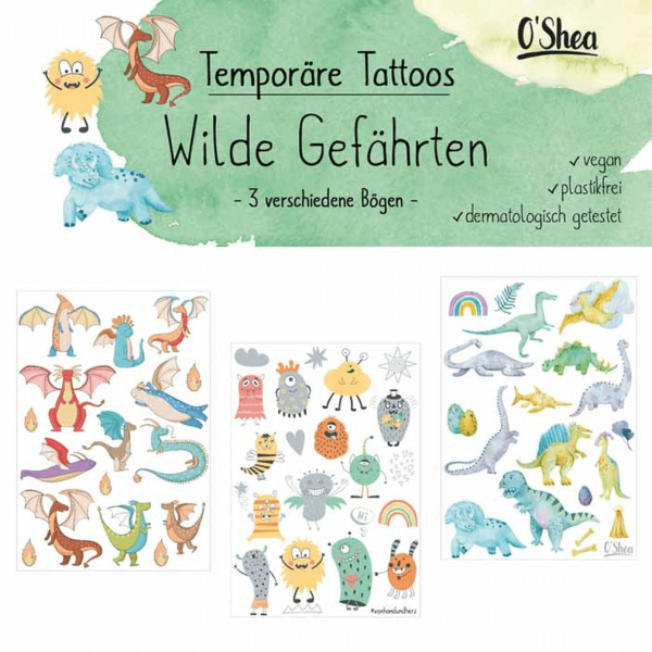 Lipfein Temporäre Klebetattoos Wilde Gefährten